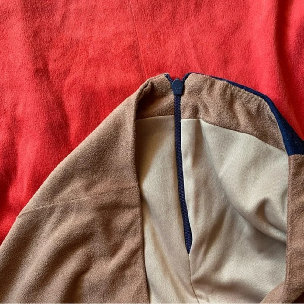 Unique 90s Vintage Microsuede & Denim Midi Skirt sz 6 - Picture 4 of 11